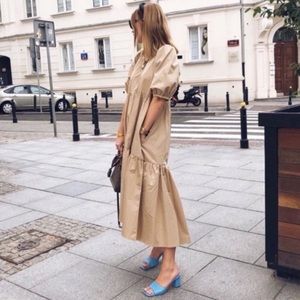 Zara Poplin Puff Sleeve Dress